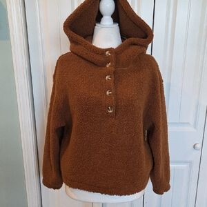 Carole Christian Cozy Fleece Pullover Hoodie - Brown Women's Size Small New